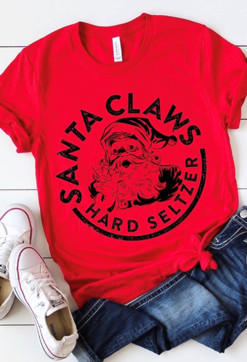 Santa Claws Graphic Tee-Red - Summer at Payton's Online Boutique