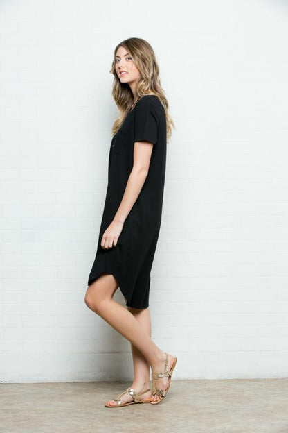 Fall For Me T-Shirt Dress-Black - Payton's Online Boutique