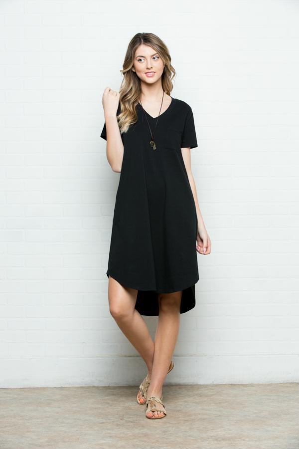 Fall For Me T-Shirt Dress-Black - Payton's Online Boutique