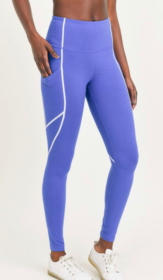 Splice Highwaist Leggings with Contrast Seams - Summer at Payton's Online Boutique