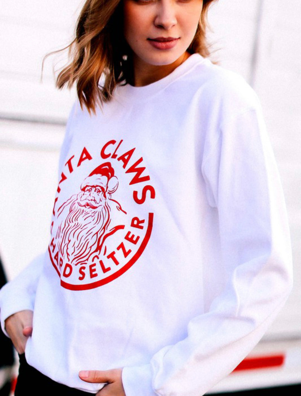 Santa Claws Sweatshirt-White - Summer at Payton's Online Boutique